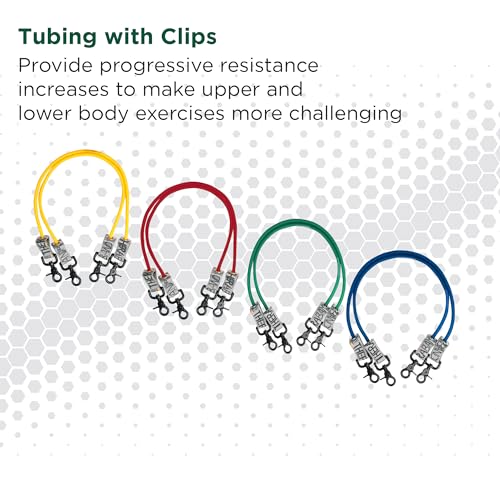 THERABAND Wellness Station Professional Latex Resistance Tubing With Connectors for Physical Therapy, Exercise Station for Rehab, Lower Pilates, Set of 2, 24 Inch, Green, Heavy, Level 4 - color: Green - Heavy, size: 24 Inch