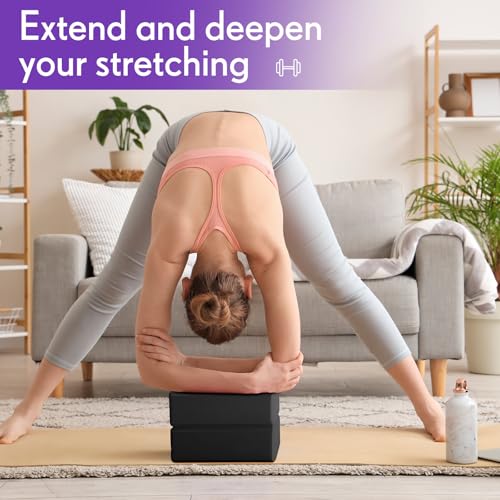 RoundFunny 4 Pack Yoga Blocks Non Slip Pilates Brick Foam Blocks Pilates Dance Gymnastics Workout Fitness Props Tool for Stretching Meditation and Exercise - color: Black, Gray, Purple, Dark Blue