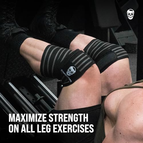 Gymreapers Knee Wraps for Squats and Powerlifting 72 Inch Compression Wraps with Strap for Men & Women Weightlifting Support - color: Gray