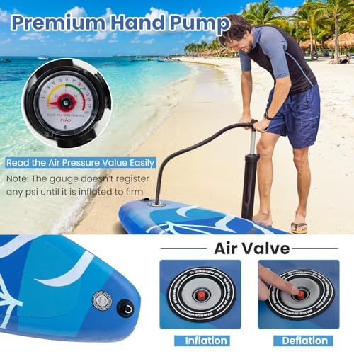 KOTEK 10FT/11FT Inflatable Paddle Board, SUP Paddleboard with Hand Pump, Safety Leash, Repair Kit, Carry Bag, Non-Slip EVA Deck, Stand Up Paddle Board for Youth & Adults - size: 11 FT, style: Seaweed