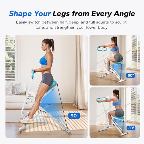 Squat Machine, MERACH R07 2 in 1 Squat Rowing Machine, Easy Setup & Foldable Exercise Equipment, Glute Trainer Machine, Glutes & Leg Home Workout Machine - color: Light blue