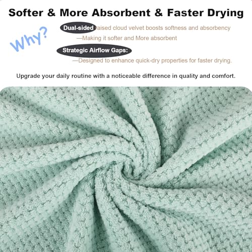 2 Pack Bath Towel Set, Lightweight Waffle Bath Towel Set, Microfiber Super Soft Highly Absorbent, Sturdy Quick Drying Towels for Bathroom, Gym, SPA, Yoga (2 Piece 27" x 55", Green) - color: Green, size: 27 x 55 Inch