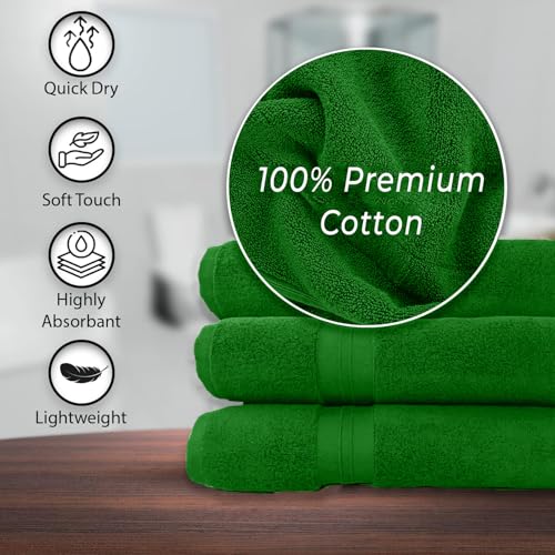 KAHAF COLLECTION 100% Cotton Bath Towels, 24x48 Pack of 6 Towels, Quick Dry, Highly Absorbent, Soft Feel Towel, Gym, Spa, Bathroom, Shower, Pool, Luxury Soft Towels (Dark Green, 24x48-6 Pack) - color: Dark Green, size: 24x48 - 6 Pack