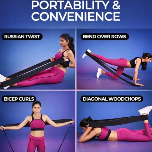 76 Inch Extended Length Resistance Bands - Heavy Duty Elastic Fabric & Natural Rubber Long Workout Loop for Pull Up Assist, Vertical Jump Training, Mobility & Full Body Fitness - color: Black