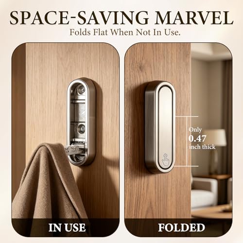 Folding Coat Hooks Silver, 2 Pack Heavy Duty Zinc Alloy Folding Wall Hooks, Foldable Wall Hook for Hanging Clothes, Bags, Hats, Towels, Keys (Silver, 2 Pack) - color: Silver, size: 2 Pack