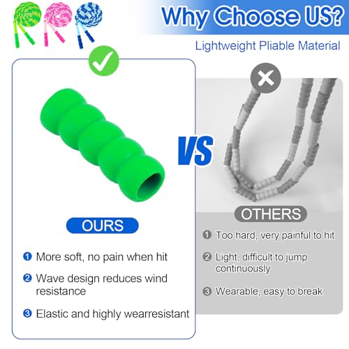 Jump Rope for Kids, 9 Ft Adjustable Jump Ropes for 4 5 6 7 8 10 12, Segmented Soft Beaded Jumping Rope Age 8-12, Tangle Free Skipping Rope for Women Man Fitness Weight Loss - color: Green, Pink, Blue