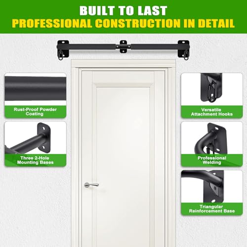 SELEWARE Heavy Duty Wall Mount Pull Up Bar, Joist Mount Chin Up Bar for Doorway, Sturdy Steel Construction, w/Resistance Band Hooks, Fits 32"/36" Wall Studs for Home Gym Strength Training - size: A: 32" x 1.6" Dia Grip