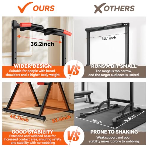 WATBKHE Power Tower Pull Up Dip Station Foldable, Pull Up Bar Station Adjustable, Multi-Function Home Gym, Strength Training Fitness Equipment, Triangular Design, for Home Outdoor - color: Black-Multifunction Bar