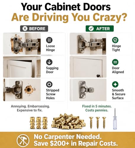 hinge repair screw & expansion anchor, zzem screws for door hinge repair, expansion anchors, 6×14mm Kit for Stripped Thread Repair, Fits 6mm Holes, Wood Tile Stone Concrete, Cabinet & Wardrobe (100pc)