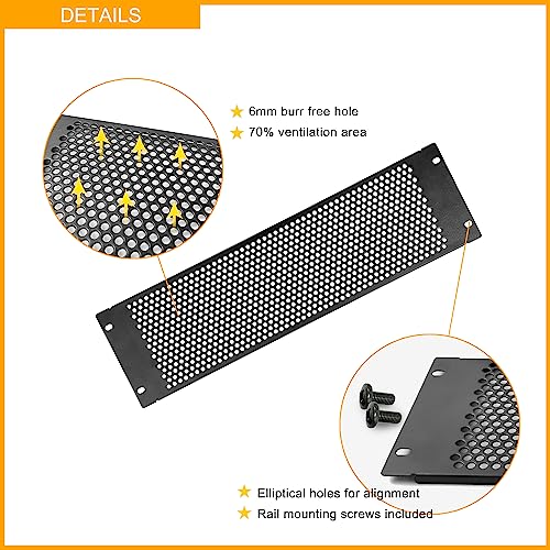 RIVECO 3U Vented Blank Panels for Rack & Cabinets Front Cover Panel 19-Inch Server & Network Rack Mount 2PCS Black - size: 3U