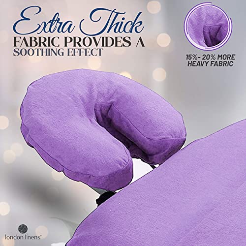 LONDON LINENS Pack of 10, Premium Extra Thick 100% Cotton Flannel Massage Tables Face Cradle Covers Cozies Fitted - Includes 10 pcs (Lilac) - color: Lilac, size: 10