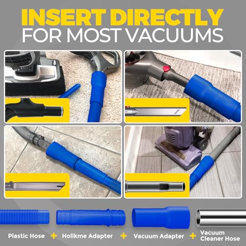 Holikme Dryer Vent Cleaner Kit 2Pack - Lint Vacuum Attachment & Brush | Deep Blue Dryer Vent Vacuum Hose Attachment & Brush Reach Deep Traps - Remove Hidden Lint, Speed Drying & Reduce Fire Risk - color: Dark Blue