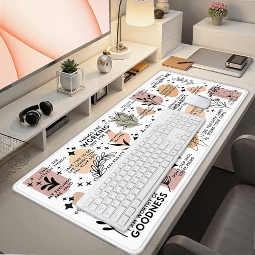 Boho Inspirational Large Mouse Pad 31.5x15.7inch, Daily Reminders Mental Health Large Extended Computer Desk Mat Mousepad for Keyboard and Mouse, Office Desk Accessories - color: Color 01