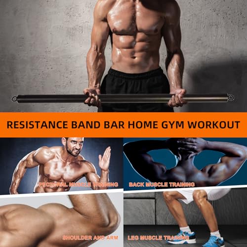 Resistance Band Bar Adjustable Three Part for Full Body Workout | Pilates Portable Lifting Fitness Bar Help to Enhance Core Muscles, Improve Focus Power and Strength Indoor and Outdoor