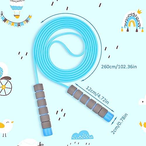 Flintronic Skipping Ropes for Children, 2 Pack Adjustable Jumping Rope for Kids, 2.6m Skipping Rope with Skin-Friendly Foam Handles, Soft Jump Rope for Girls Boys Exercise Workout Outdoor