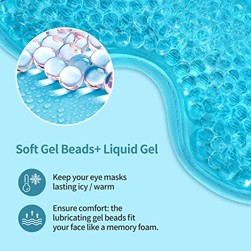 2PCS Gel Eye Mask Reusable Cold Therapy Gel Bead Eye Mask for Puffiness/Dark Circles/Eye Bags/Dry Eyes/Headaches/Migraines/Stress Relief (Blue) - color: Blue