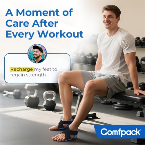Comfpack Plantar Fasciitis Relief Ice Packs, 2PCS Heel Ice Pack Warp for Pain Relief with Heel & Sole Gel Coverage, Adjustable Hot Cold Therapy Foot Ice Pack Wrap for Heel Spur, Achilles Tendonitis