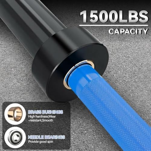 7 ft Barbell Bar - 1500LBS Capacity 2 Inch Weight Bar for Weightlifting/Powerlifting/Strength Training - Heavy Duty & 28 mm Knurled Grip for Squat, Deadlift, Bench Press - color: Blue