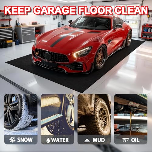 Heavy-Duty Garage Floor Mat 17' x 7'4" - Waterproof Garage Flooring for Cars & SUVs, Durable Garage Mats for Floor, Oil Spill Resistant Garage Pad, Under Car Mat, Garage Rug for Floor, Oil Change Mats - size: 7'4" x 17' (Rectangular)