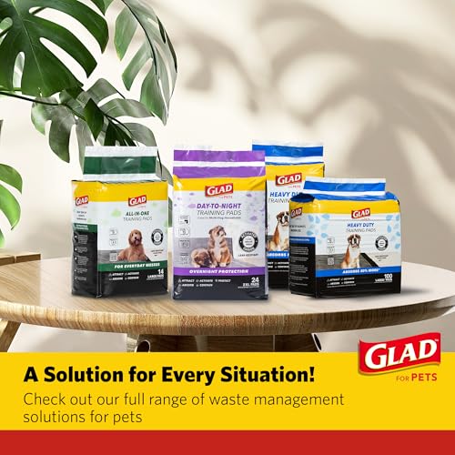 Glad for Pets Day to Night Activated Carbon Puppy Training Pads, Odor Control Disposable Dog Pads with Adhesive and Wall Protection, Leak Proof and Super Absorbent, 30 x 36 Inch, 24 Count - color: Giant, size: 30" x 36" - 24 Count