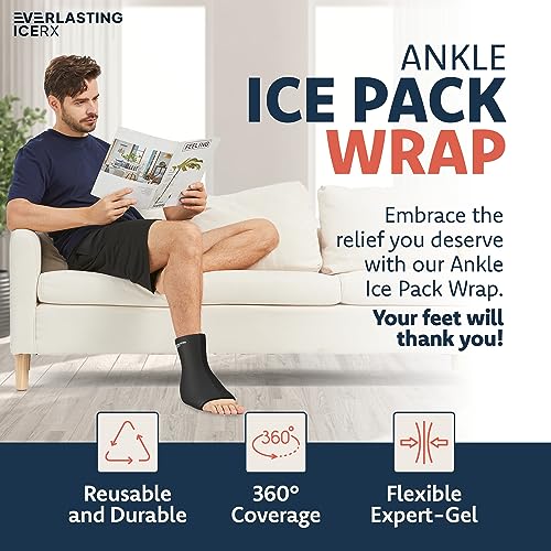 Ankle Compression Sleeve for Achilles Tendonitis Relief, Ankle Ice Pack Wrap, Foot Brace Sprained Ankle Support for Women and Men, Freeze Cold Packs for Plantar Fasciitis - style: L-XL