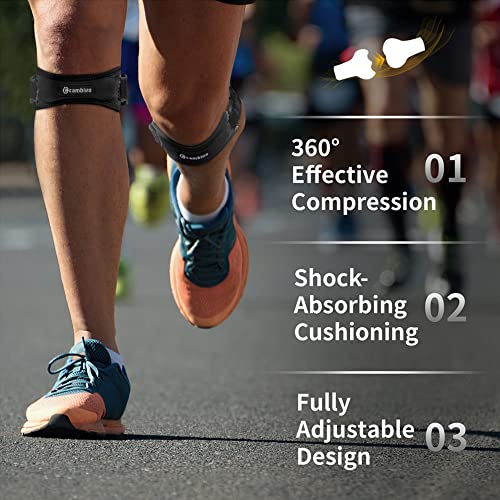 CAMBIVO 2 Pack Patella Tendon Knee Straps, Knee Brace for Women & Men with Extra Straps, Patella Bands for Pain Relief, Osgood Schlatter, Jumper’s Knee, Tendonitis, Running, Basketball, Volleyball - color: Black