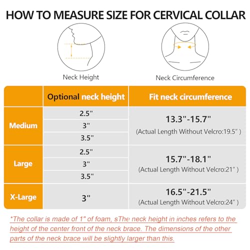Soft Foam Neck Brace Universal Cervical Collar, Adjustable Neck Support Brace for Sleeping - Relieves Neck Pain and Spine Pressure, Neck Collar After Whiplash or Injury (3" Depth Collar, L) - size: Large, style: White, 3" Depth