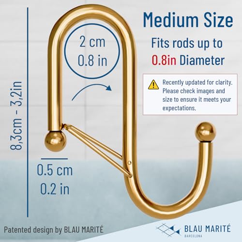 10-Pack Metal S Hooks for Hanging – Heavy-Duty S-Shaped Hook with Safety Buckle – Fits Bars up to 0.8 In – Anti-Drop S-Hooks for Kitchen, Bathroom, Closet & Pot Racks – Gold (Medium) - color: Rose Gold, size: Medium - 0.8In Diameter