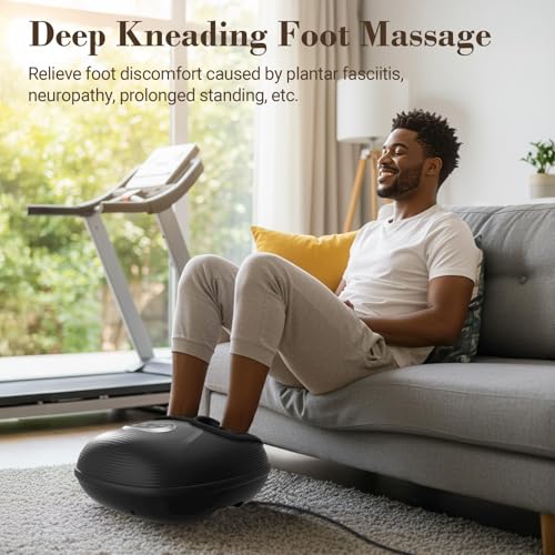 CuPiLo Foot Massager FSA Eligible HSA 2026 Upgraded, Birthday Gifts for Women Men | 5 Levels Compression & Vibration Massage for Plantar Fasciitis Relief, Heat & 3 Kneading, NTC Temperature Control - color: Black