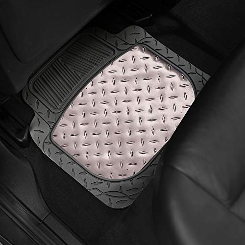 FH Group Automotive Floor Mats - Heavy-Duty Metallic Rubber Floor Mats for Cars, Universal Fit Full Set, Climaproof Floor Mats, Trimmable Floor Mats for Most Sedan, SUV, Truck Floor Mats Gray - color: Gray