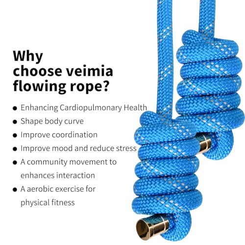 veimia Flow Rope for Fitness High Performance Double Woven Workout Rope Adjustable Flow Jump Rope for Men Women Training Indoor Outdoor Cardio Exercise Rope for beginner - color: Reflective tape (Blue)