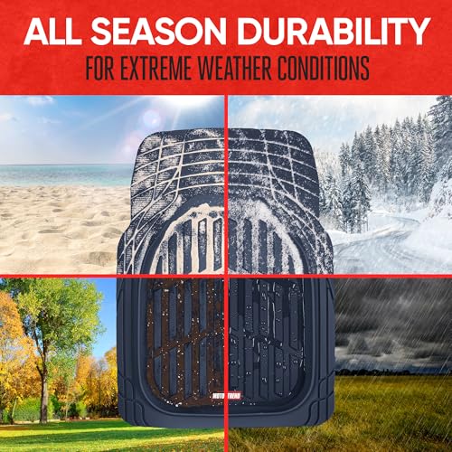 Motor Trend FlexTough Floor Mats for Cars, Blue Deep Dish All-Weather Car Mats, Waterproof Trim-to Fit Automotive Floor Mats for Cars Trucks SUV, Universal Floor Liner Car Accessories - color: Cobalt Blue, style: Full Set
