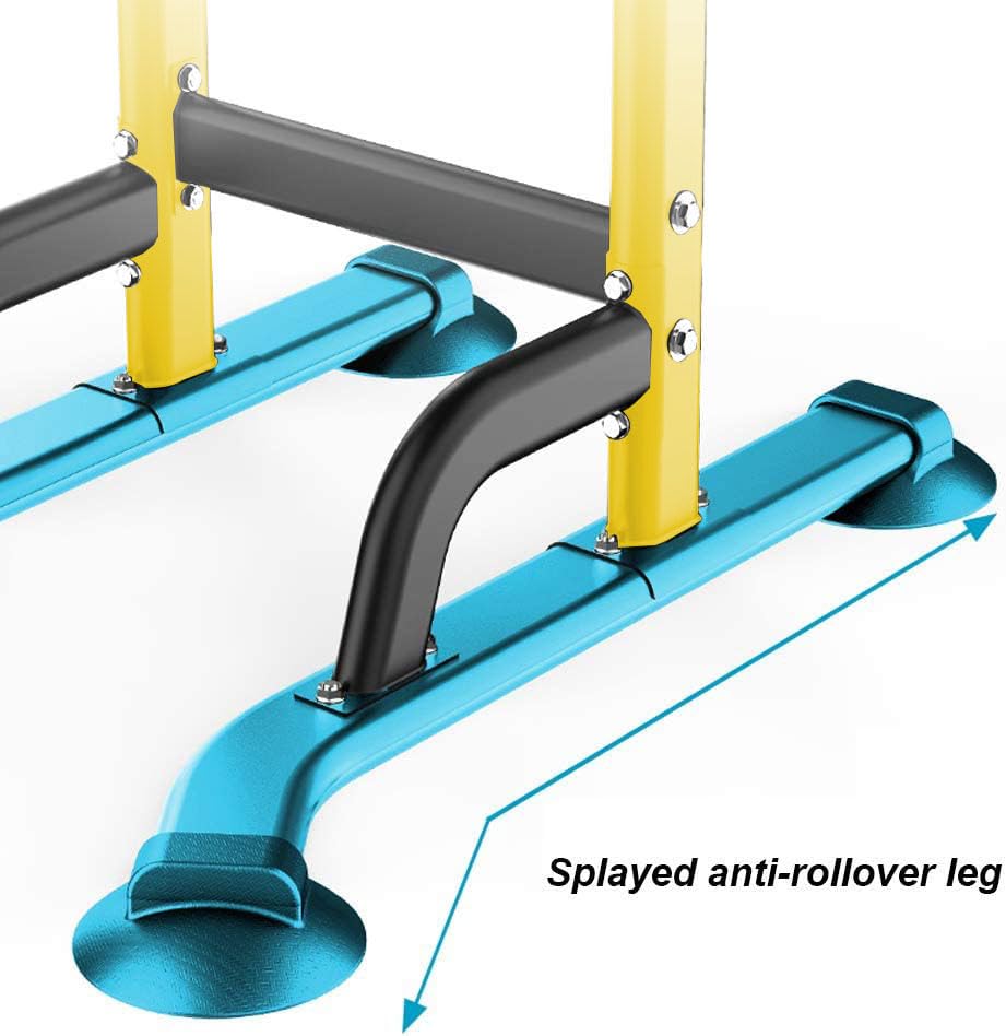 SogesHome Power Tower Pull Up Bar and Dip Station, Height Adjustable Dip Stand Exercise Machine for Home Gym, Multi-Functional Free Standing Strength Training Fitness Workout Station - color: Yellow
