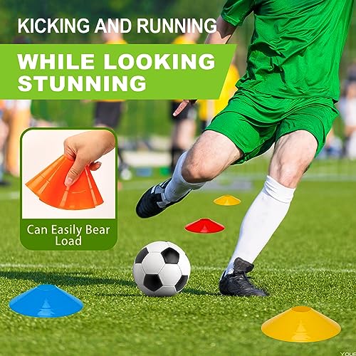 Ashsajkd(Set of 25/50/100 - Agility Soccer Cones with Carry Bag and for ， Football Cones for TrainingFootball, Basketball, Coaching, Agility Cones for Indoor and Outdoor Games - color: E-25 Pack multicolor