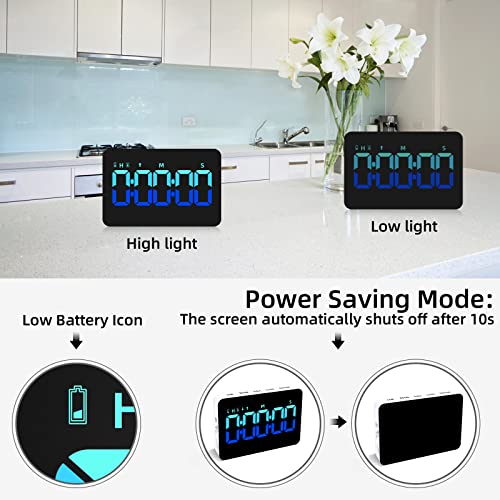 PERSUPER Kitchen Digital Timer, Count Down Up, Rechargeable, Vibration Mode Adjustable Volume and Brightness LED Display, Time Management Cook, Desk, Kids Adults Study Teaching, Kitchen Gadgets Blue - color: Blue