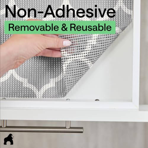 GORILLA GRIP powerGRIP Drawer Shelf and Cabinet Liner, Thick Strong Hold, Non-Adhesive Liners Protect Kitchen Cabinets and Cupboard, Bathroom Drawers, Easy Install, Breathable Mat, 12" x10' Quatrefoil - color: Quatrefoil: Gray/White, size: 12" X 10', styl