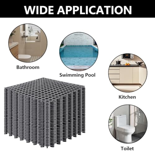 30 Pack Drainage Interlocking Tiles, 12"x12" Modular Interlocking Floor Tiles with 1 Pc Plastic Hammer Non Slip Rubber Floor mat with Holes for Pool Bathroom Deck Kitchen Patio (30, Dark Grey) - color: Dark Grey