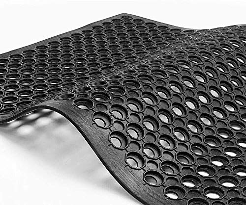 tonchean Rubber Floor Mat with Drainage Holes 83x36x0.4in Commercial Anti-Fatigue Rubber Mat with Non-Slip Backing Heavy Duty Drainage Floor Mats for Commercial Restaurant Kitchen Bar Use Wet Area