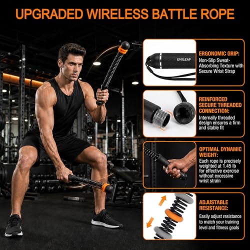 Ropeless Battle Ropes for Home Gym, Adjustable Weight & Portable Cordless | for Home Gym, Weighted Exercise Equipment, for Low-Impact Workout, Strength & HIIT, with Storage Bag, for Men & Women