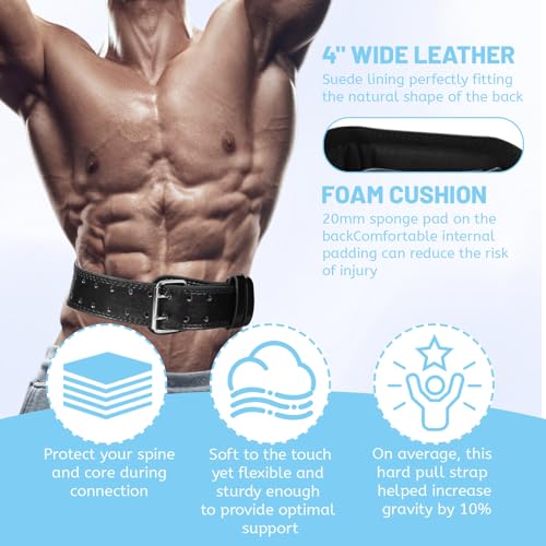9mm Leather Fitness Weight Lifting Belt for Women&Men with 4 Inches Padded Lumbar Support for Power Lifting Workout & Squats Exercise - color: Black, size: Small