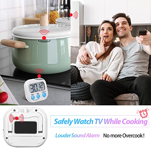 Weewooday 24 Pcs Small Digital Kitchen Timer Magnetic Back and Switch Minute Second Count up Countdown Big LCD Display Loud Alarm for Teacher Cooking Baking (Colorful) - color: Colorful