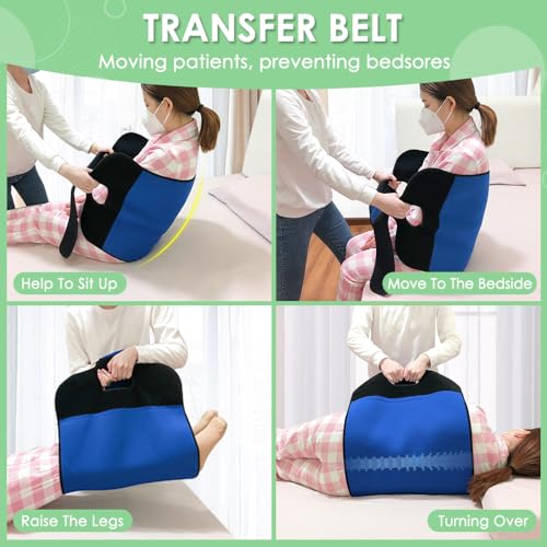Patient Turning Device Transfer Belts For Lifting Seniors Medical Sling For Bedridden Elderly To Change Diaper Mobility Daily Living Assis Aids Nursing Sling With Handles For Bed Positioning (Blue)