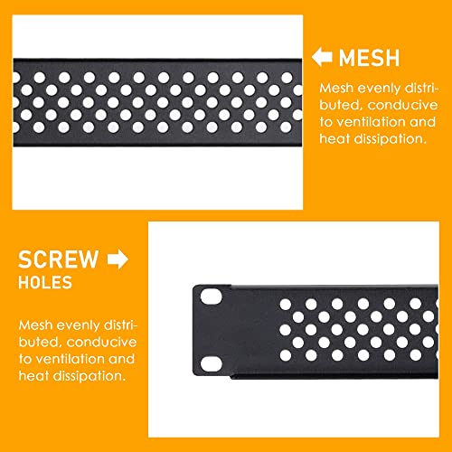 RIVECO 1U Vented Blank Panels for Rack & Cabinets Front Cover Panel 19-Inch Server & Network Rack Mount 2 PCS Black - size: 1U