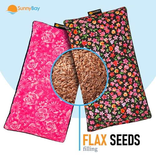 SunnyBay Small Microwave Heating Pad, Microwavable Versatile Cold/Heated Neck and Shoulder Wrap for Back Pain and More, Moist Heat Cotton-Fleece Pad, 6x11 Inches, Hot Pink and Red Flower, Pack of 2 - color: Pack of 2 - Hot Pink and Red Flower