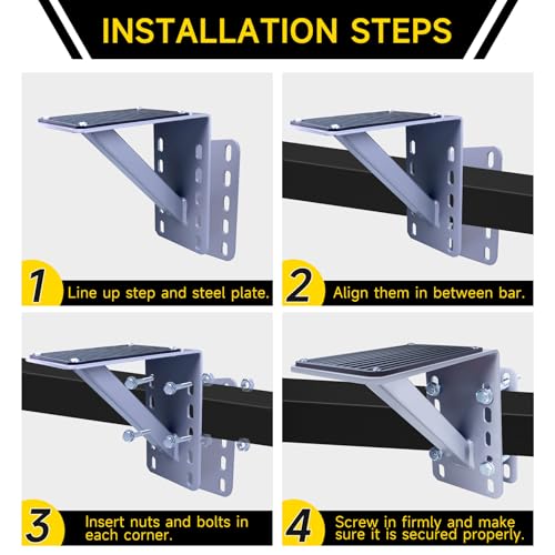 MaxxHaul 70089 Heavy Duty 300-lbs Capacity Steel Trailer Step for Boat and Utility Trailers With Anti-Slip Traction and Powder Coat Finish For 3 inch x 5 inch Frame