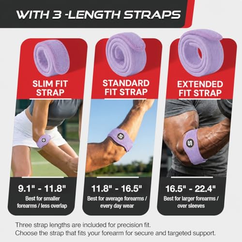 Sleeve Stars Tennis Elbow Brace for Men & Women, Elbow Brace for Tendonitis, Tennis Elbow Strap, Golfers Elbow Brace, Elbow Support Wrap for Tennis Elbow Relief, Fits 9"-23" (Single/Light Purple) - color: Light Purple