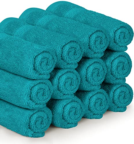Utopia Towels 12 Pack Premium Wash Cloths Set, 12 by 12 Inches, 100% Cotton Ring Spun, Highly Absorbent and Soft Feel Essential Washcloths for Bathroom, Spa, Gym, and Face, Turquoise - color: Turquoise, size: 12 Wash Cloths