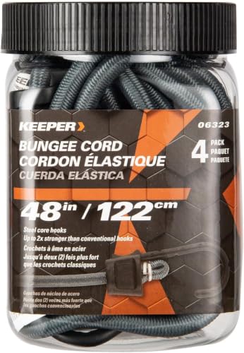 Keeper - 48” Bungee Cord with SST Hooks,UV and Weather-Resistant, 4 Count (Pack of 6) - size: 48" (Pack of 6)