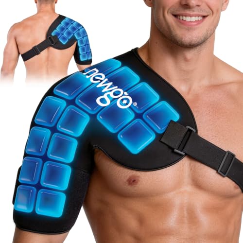 NEWGO Shoulder Ice Pack Rotator Cuff Cold Therapy, 45-Min Long-Lasting Ice Packs for Shoulder & Arm with Ice Grid, Flexible Cold Compression Wrap for Post-Surgery, Muscle Relaxation & Swelling, XL - size: XL