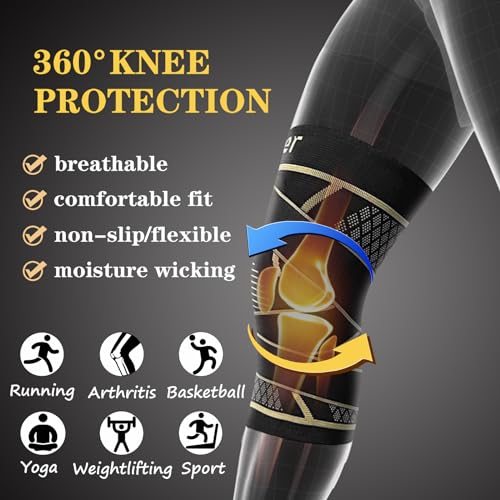 Copper Knee Braces with Strap for Knee Pain Women and Men(2 Pack), Knee Compression Sleeve for Arthritis, ACL, Meniscus Tear, Joint Pain Relief, Knee Support for Working, Running, Weightlifting(XL) - size: X-Large